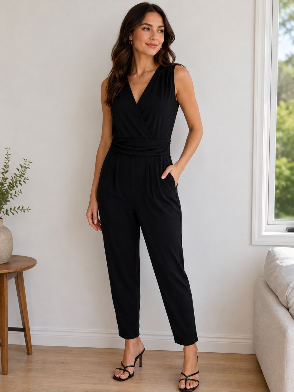 Michael Kors Black Wrap Front Jumpsuit NWT Size M